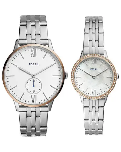 Fossil Rye His and Her Multifunction Stainless Steel Watch Set FS5562SET